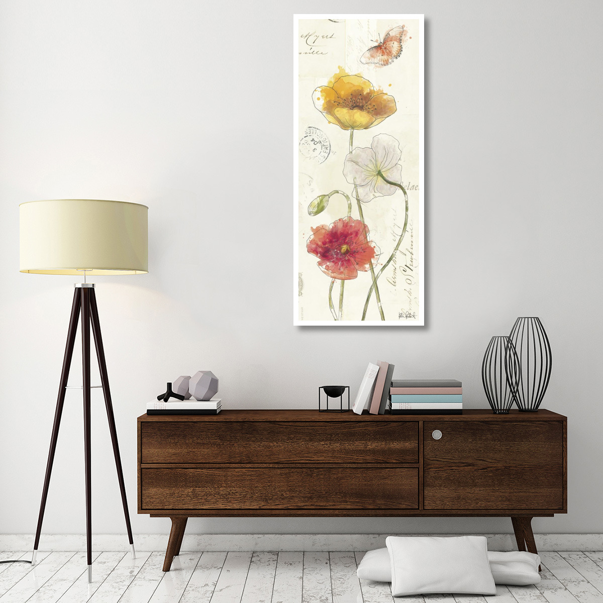 Painted Poppies VII -Paper Art-26&quotx62"