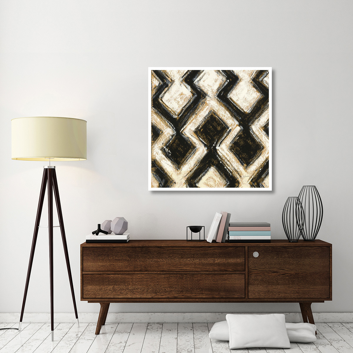 Black and Gold Geometric III Crop -Paper Art-42&quotx42"