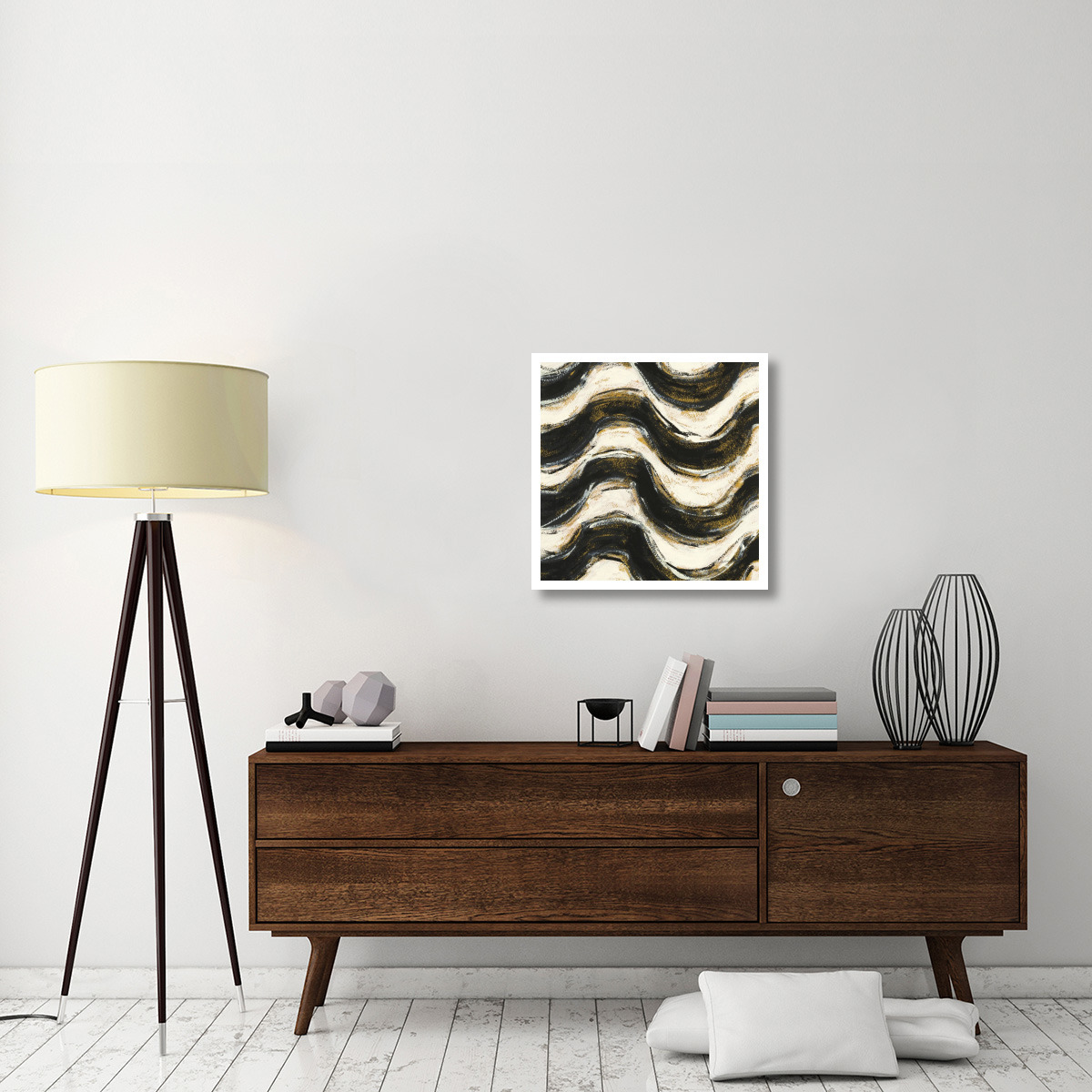 Black and Gold Geometric V Crop -Paper Art-26&quotx26"