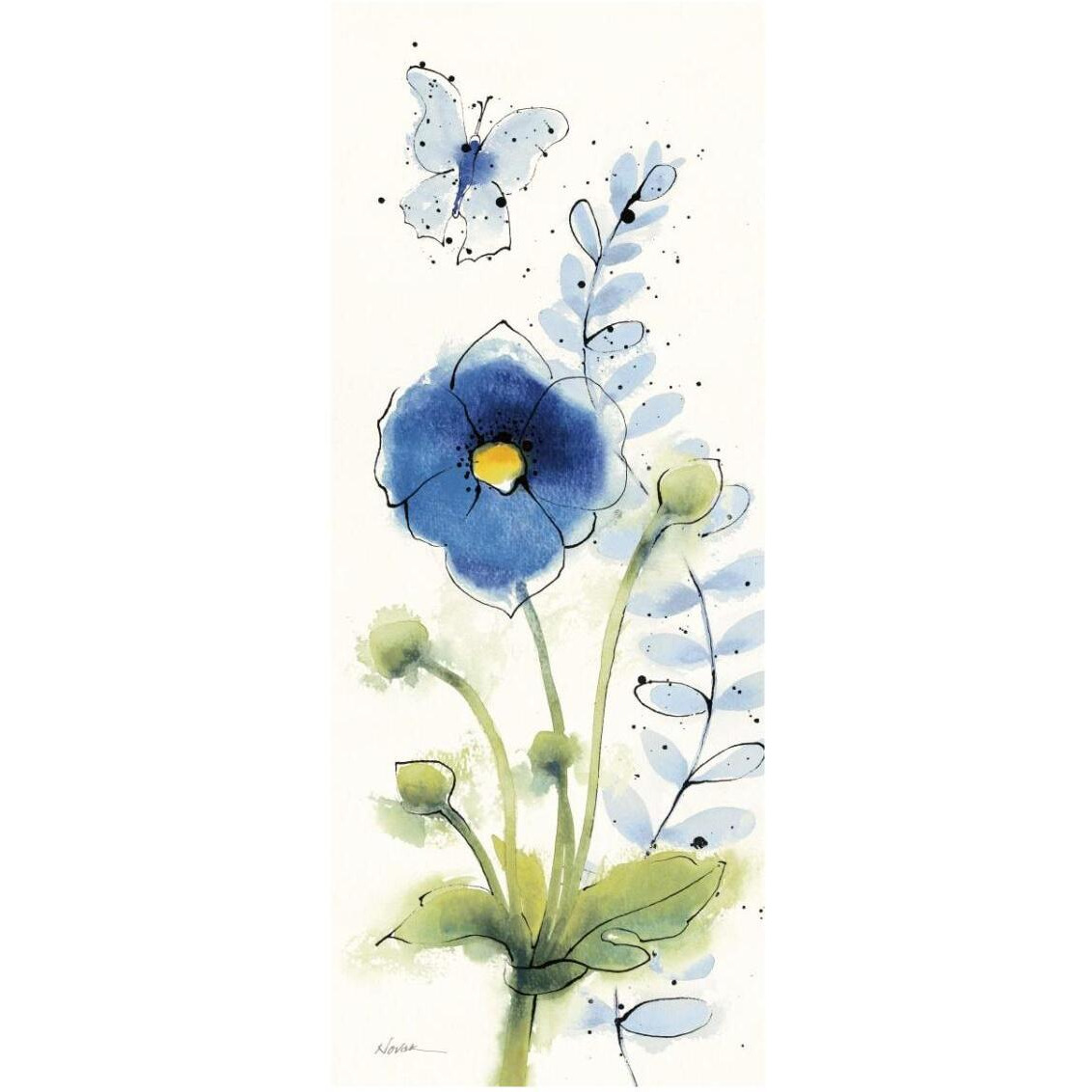 Independent Blooms Blue V -Paper Art-14&quotx32"