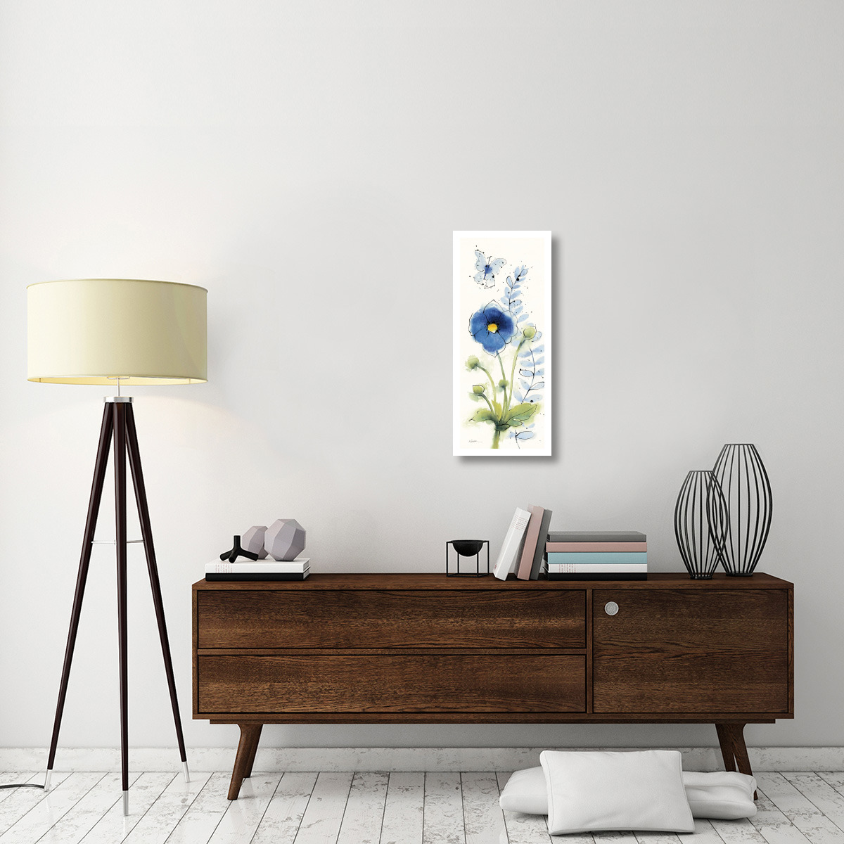 Independent Blooms Blue V -Paper Art-14&quotx32"