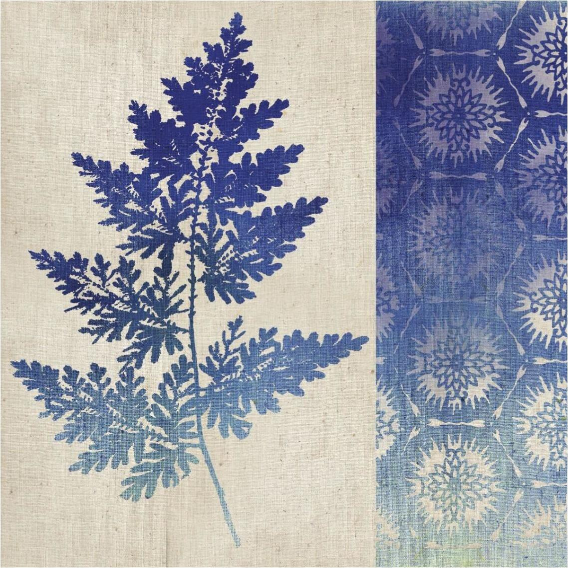 Indigo Leaves III -Paper Art-38&quotx38"