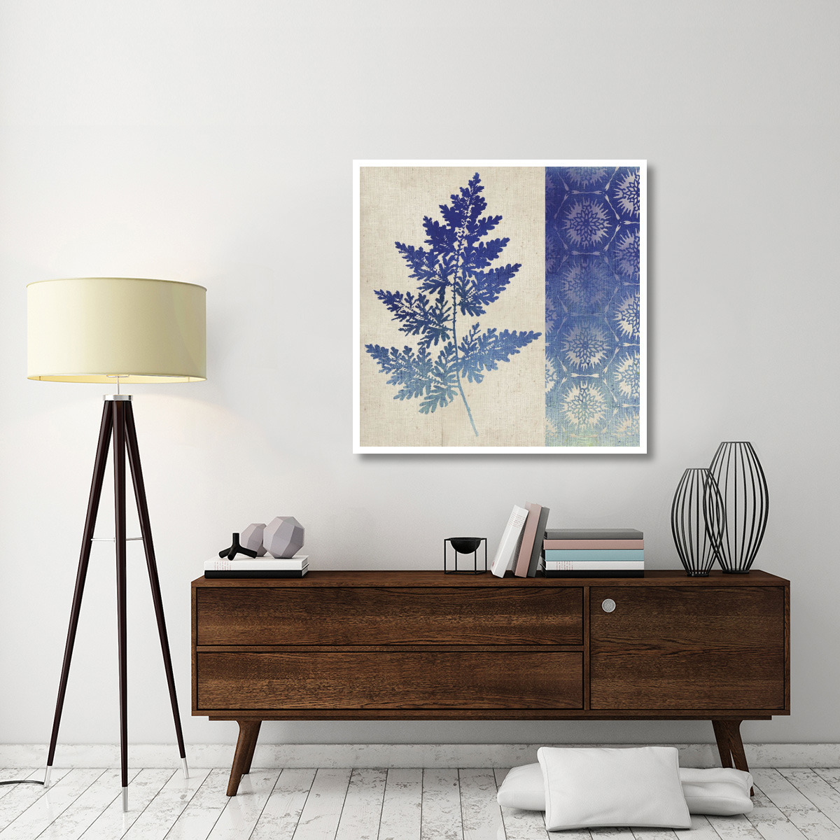 Indigo Leaves III -Paper Art-42&quotx42"