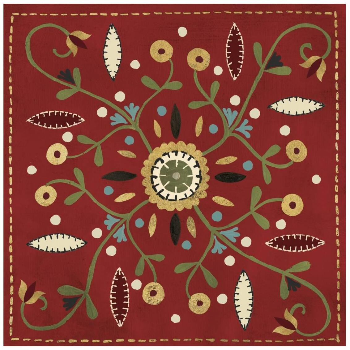 Festive Tiles IV Red WAL - PILLOW -Paper Art-26&quotx26"