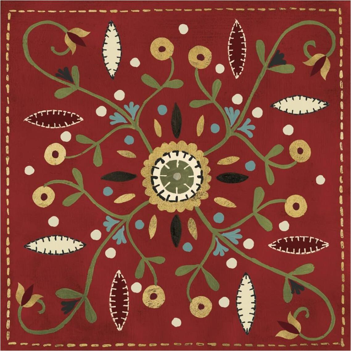 Festive Tiles IV Red WAL - PILLOW -Paper Art-38&quotx38"