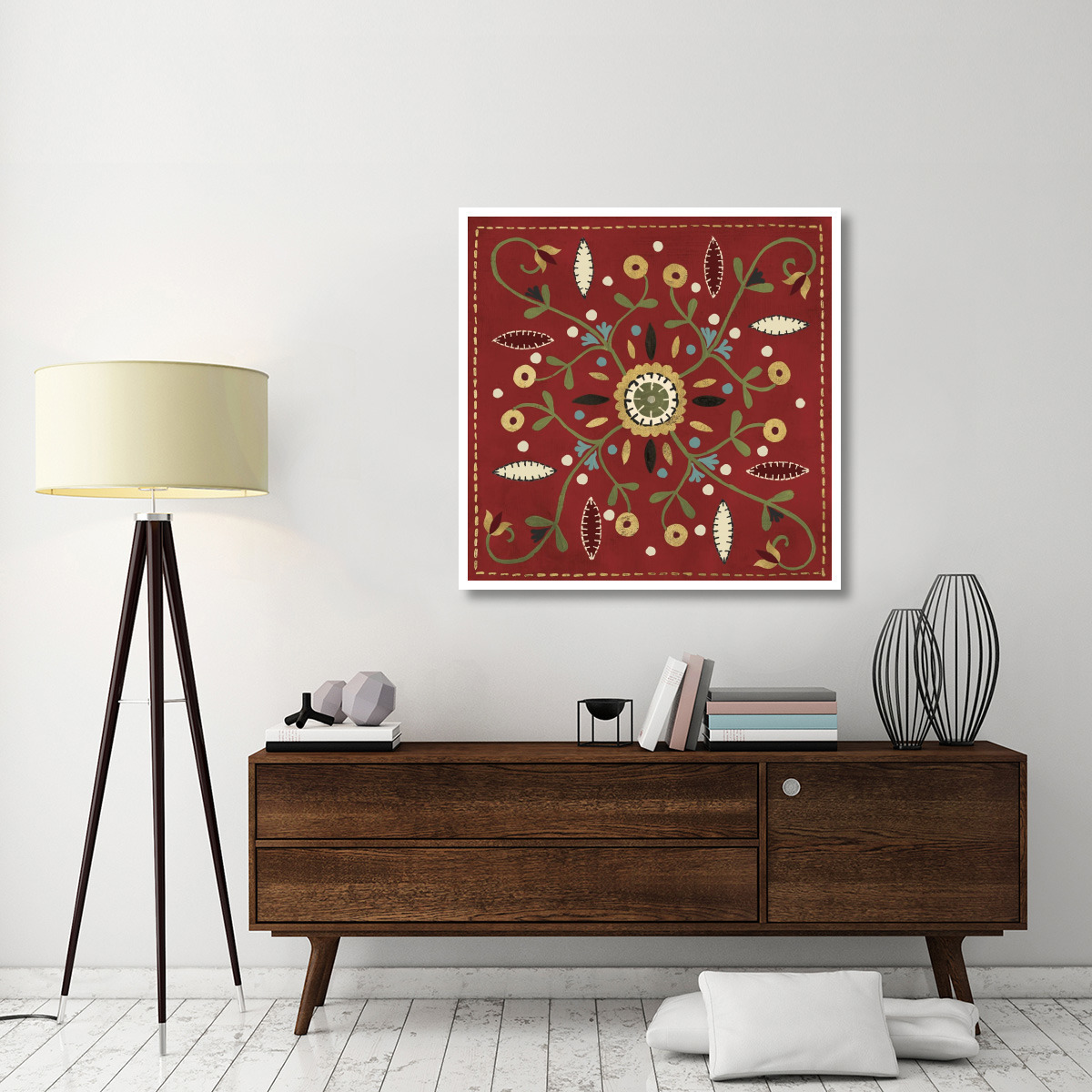 Festive Tiles IV Red WAL - PILLOW -Paper Art-42&quotx42"