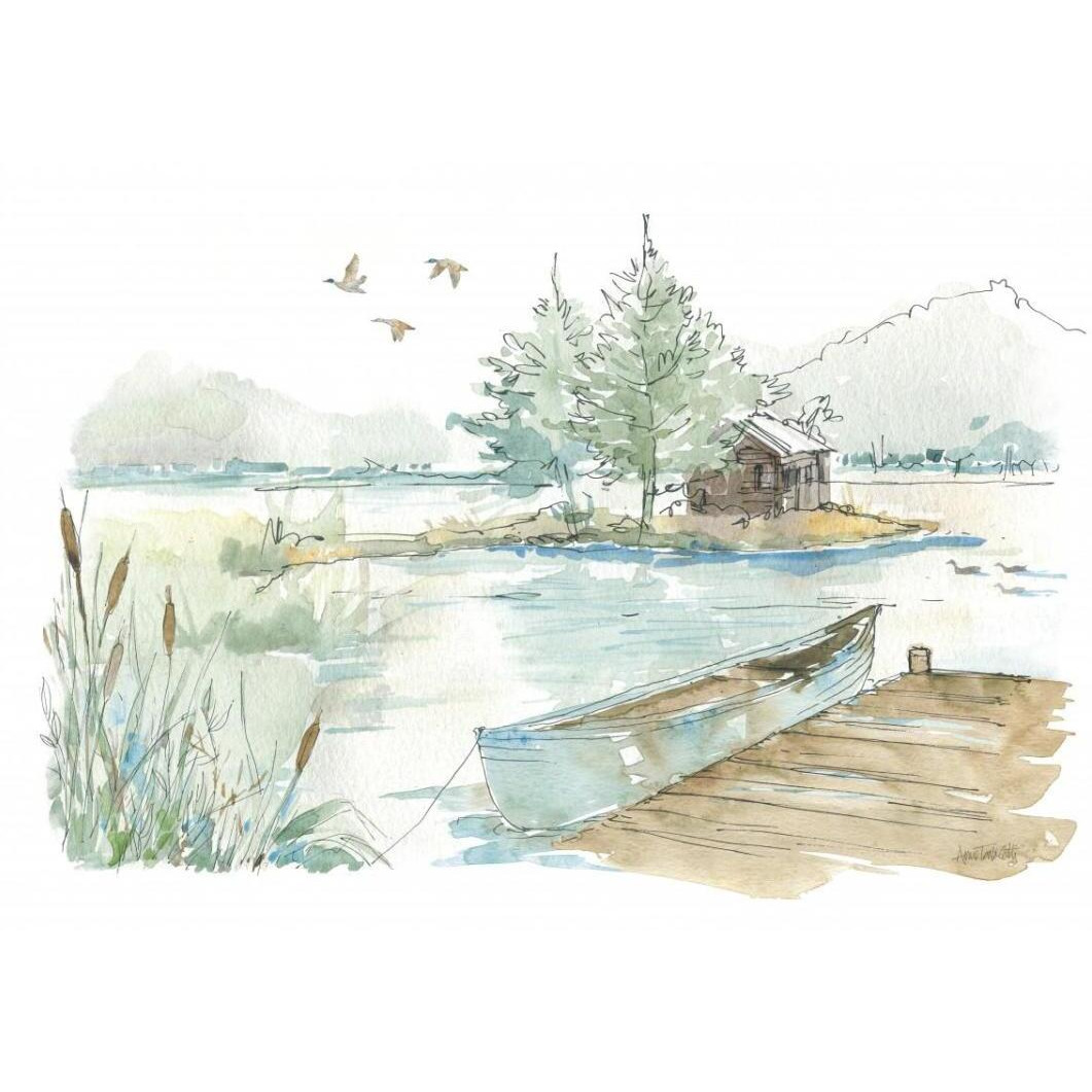 Lakehouse II on White -Paper Art-32&quotx22"