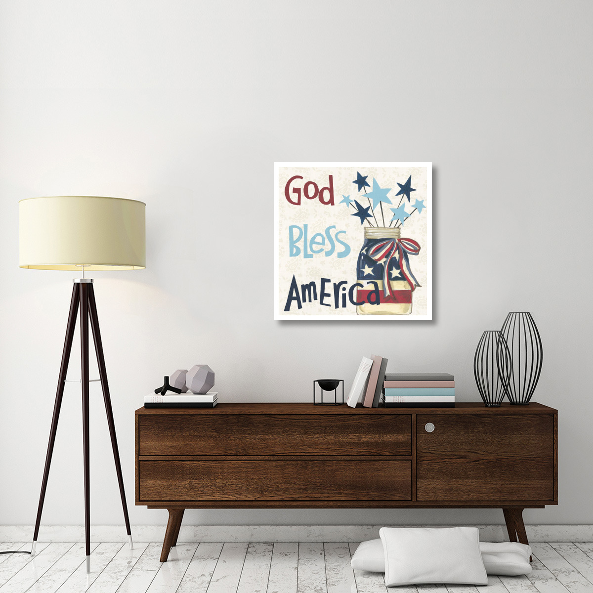 American Country II Light Blue -Paper Art-32&quotx32"