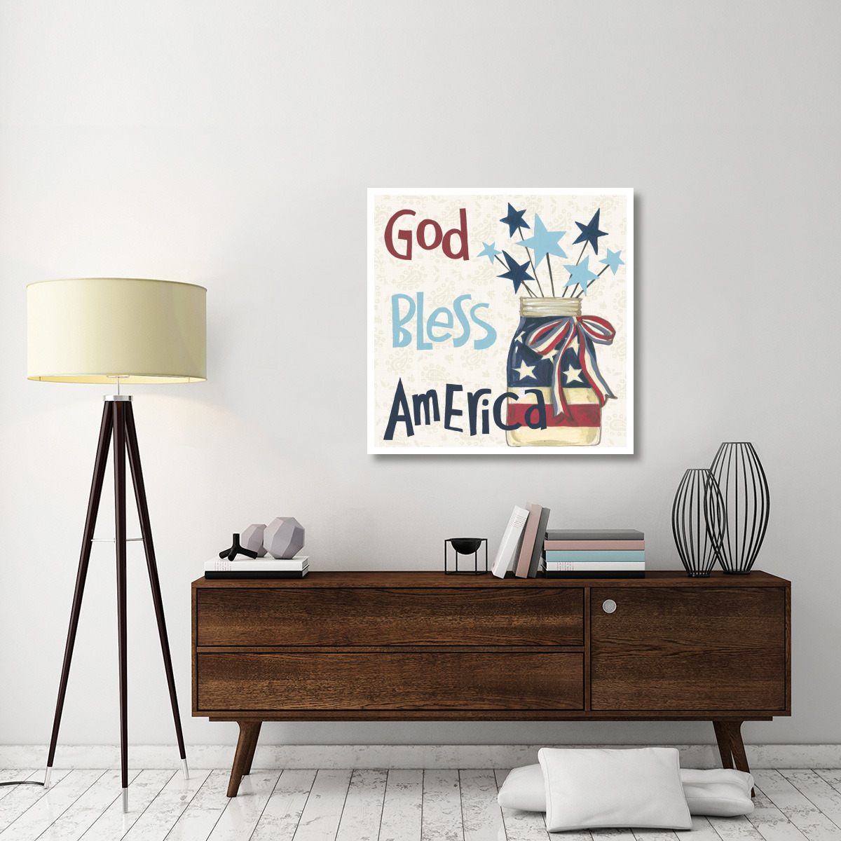 American Country II Light Blue -Paper Art-38&quotx38"