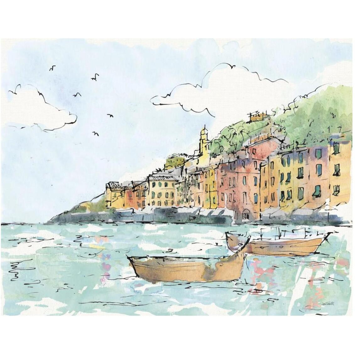 Portofino I -Paper Art-30&quotx24"