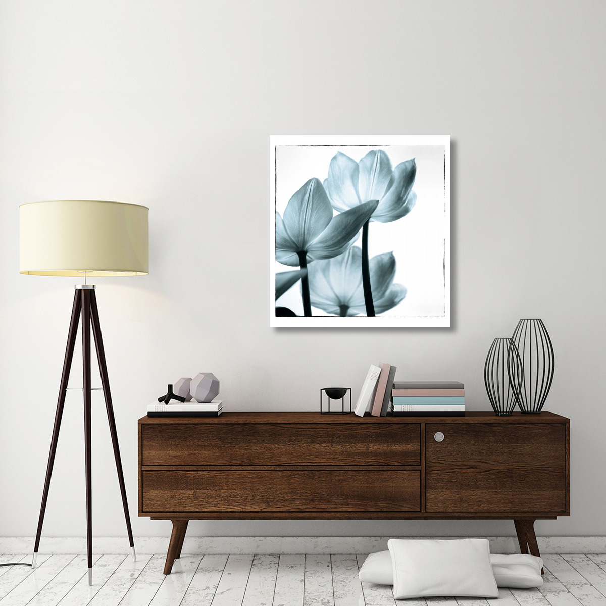 Translucent Tulips III Sq Aqua -Paper Art-35.84&quotx38"