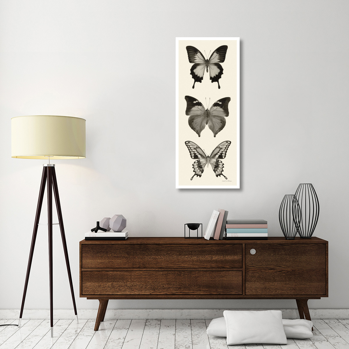 Butterfly - BW Panel I -Paper Art-22&quotx52"