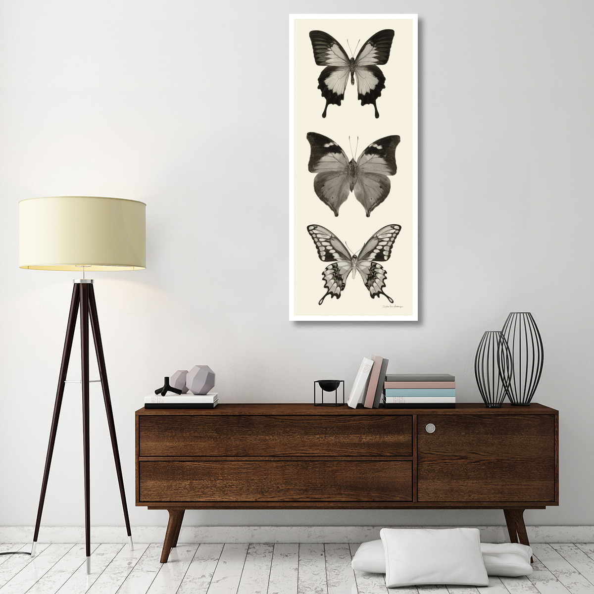 Butterfly - BW Panel I -Paper Art-26&quotx62"