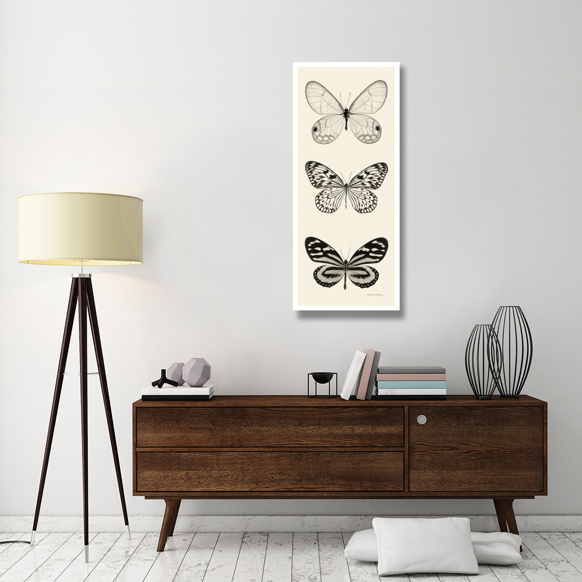 Butterfly - BW Panel II -Paper Art-22&quotx52"