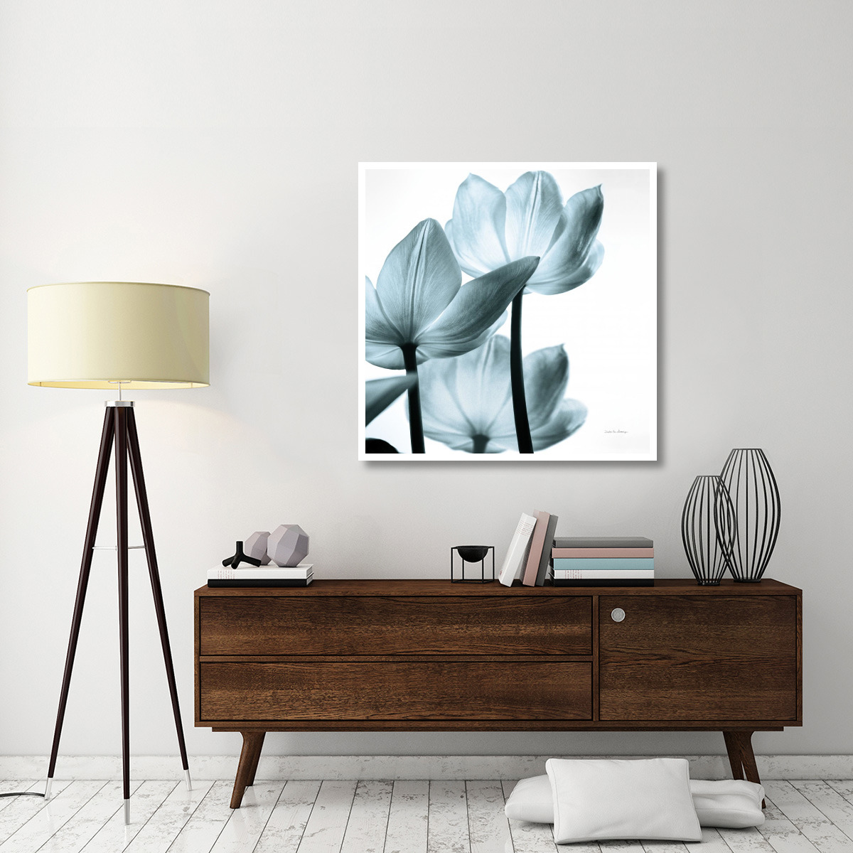 Translucent Tulips III Sq Aqua -Paper Art-42&quotx42"