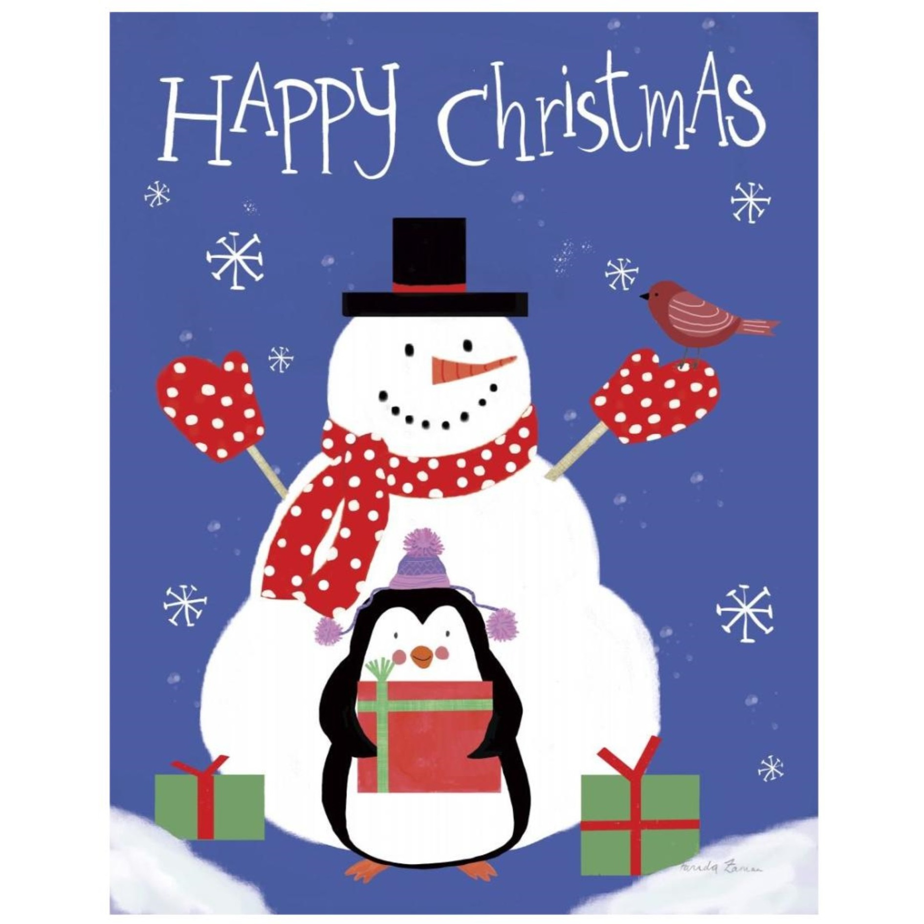 Snowman and Penguin Friends II -Paper Art-22&quotx26"