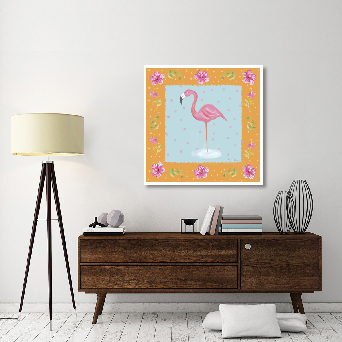 Flamingo Dance IV -Paper Art-42&quotx42"