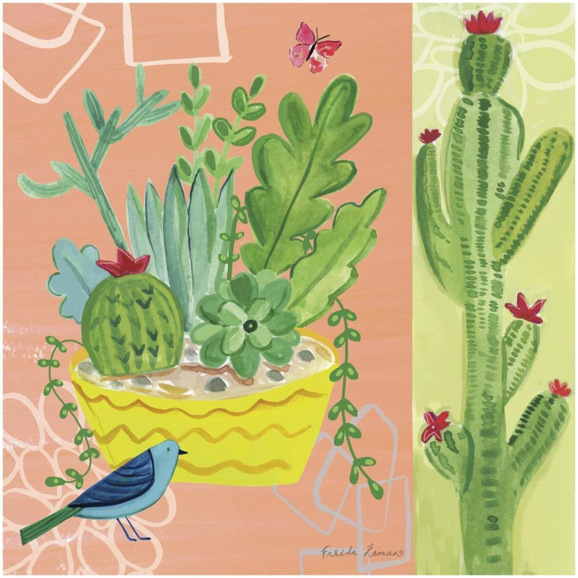 Cacti Garden IV -Paper Art-32&quotx32"