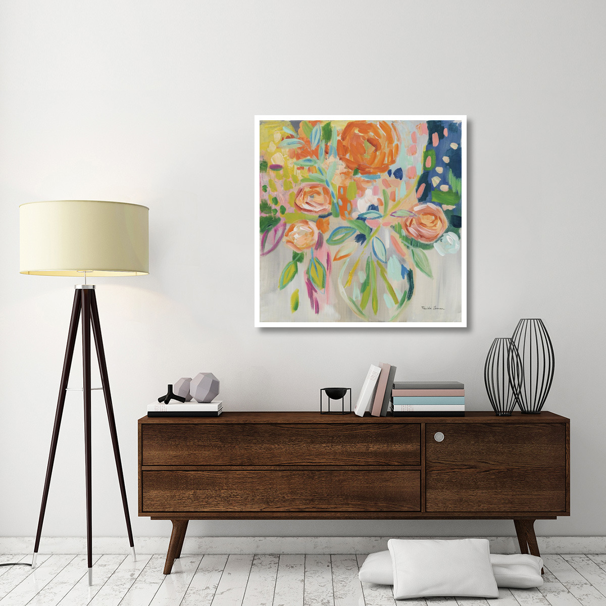 Summer Orange Floral -Paper Art-42&quotx42"