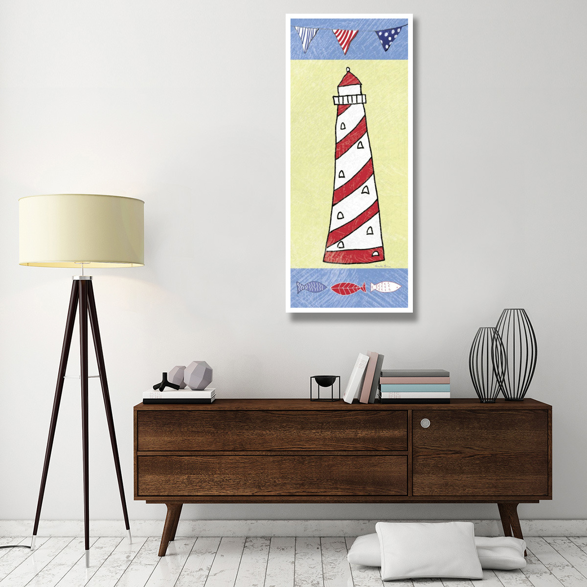 Coastal Lighthouse II -Paper Art-26&quotx62"