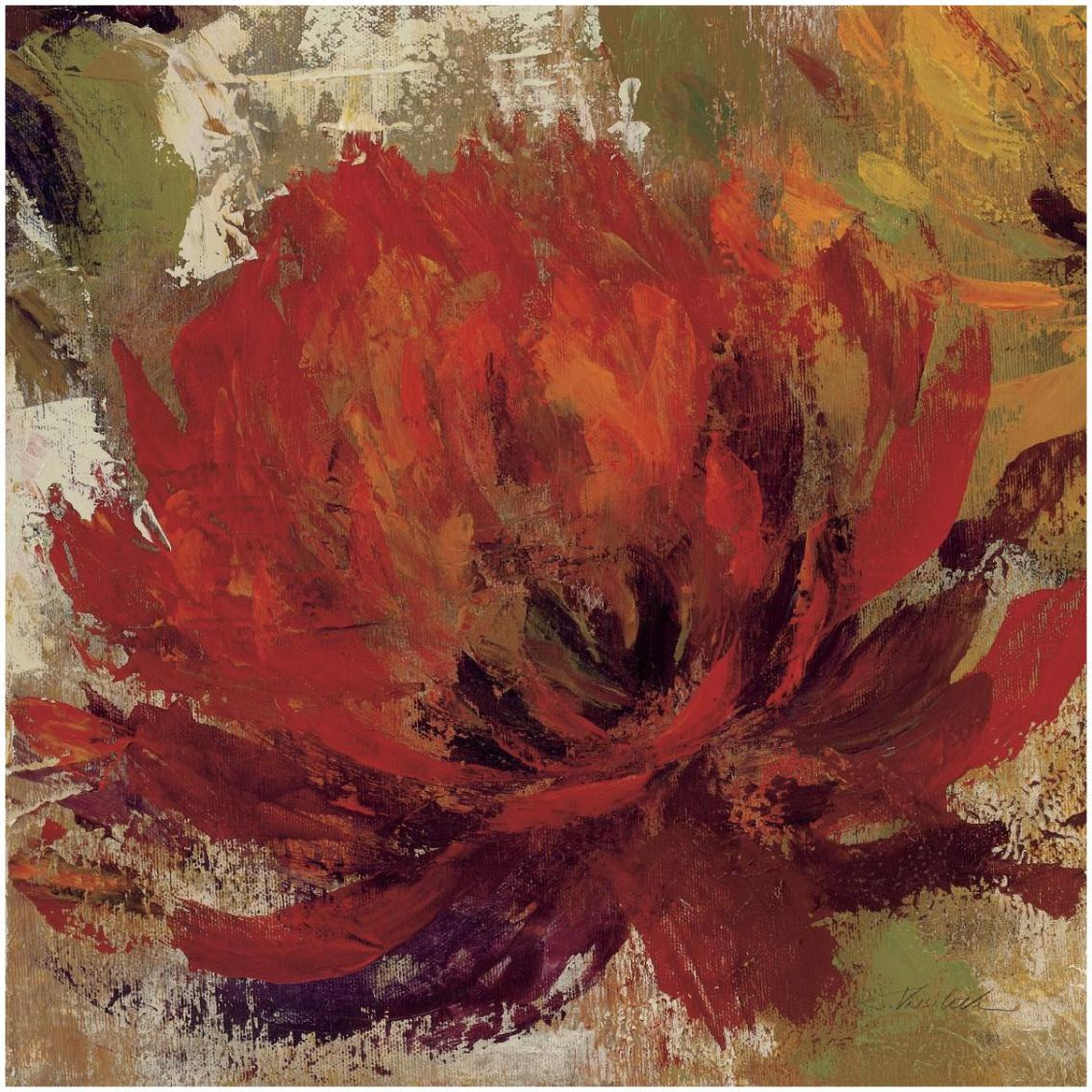 Fiery Dahlias II - Crop -Paper Art-32&quotx32"