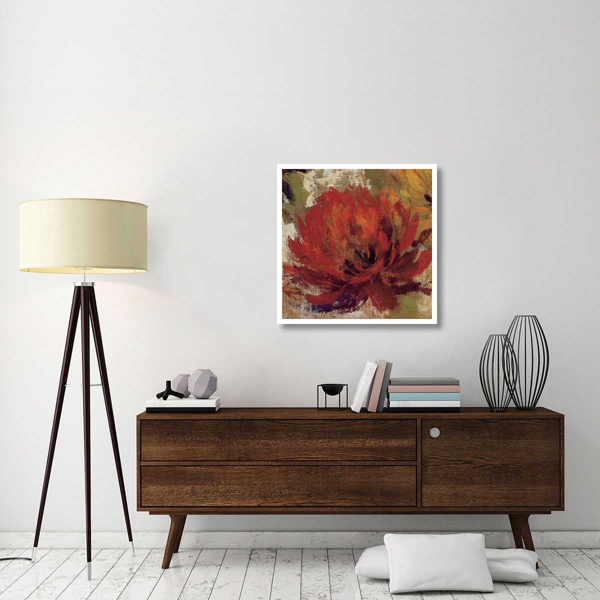 Fiery Dahlias II - Crop -Paper Art-32&quotx32"