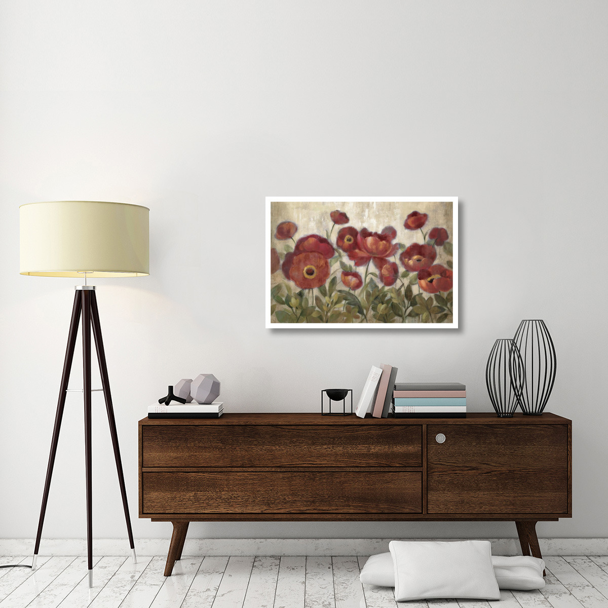 Daydreaming Flowers Red -Paper Art-38&quotx26"