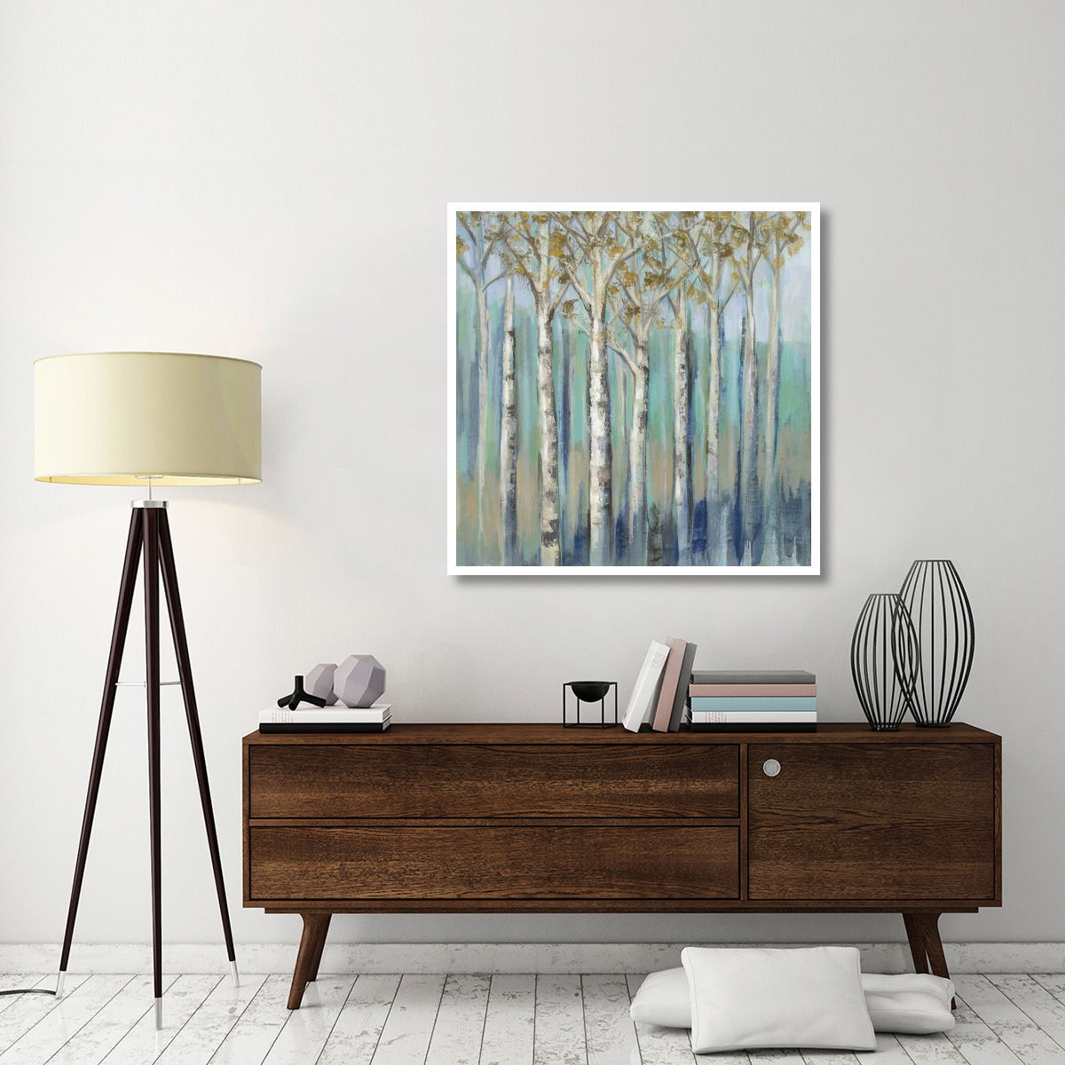 Birches at Dawn -Paper Art-42&quotx42"