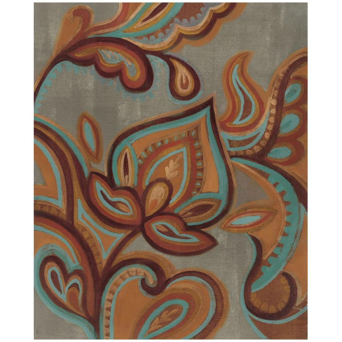 Bohemian Paisley II Turquoise Neutral -Paper Art-24&quotx30"