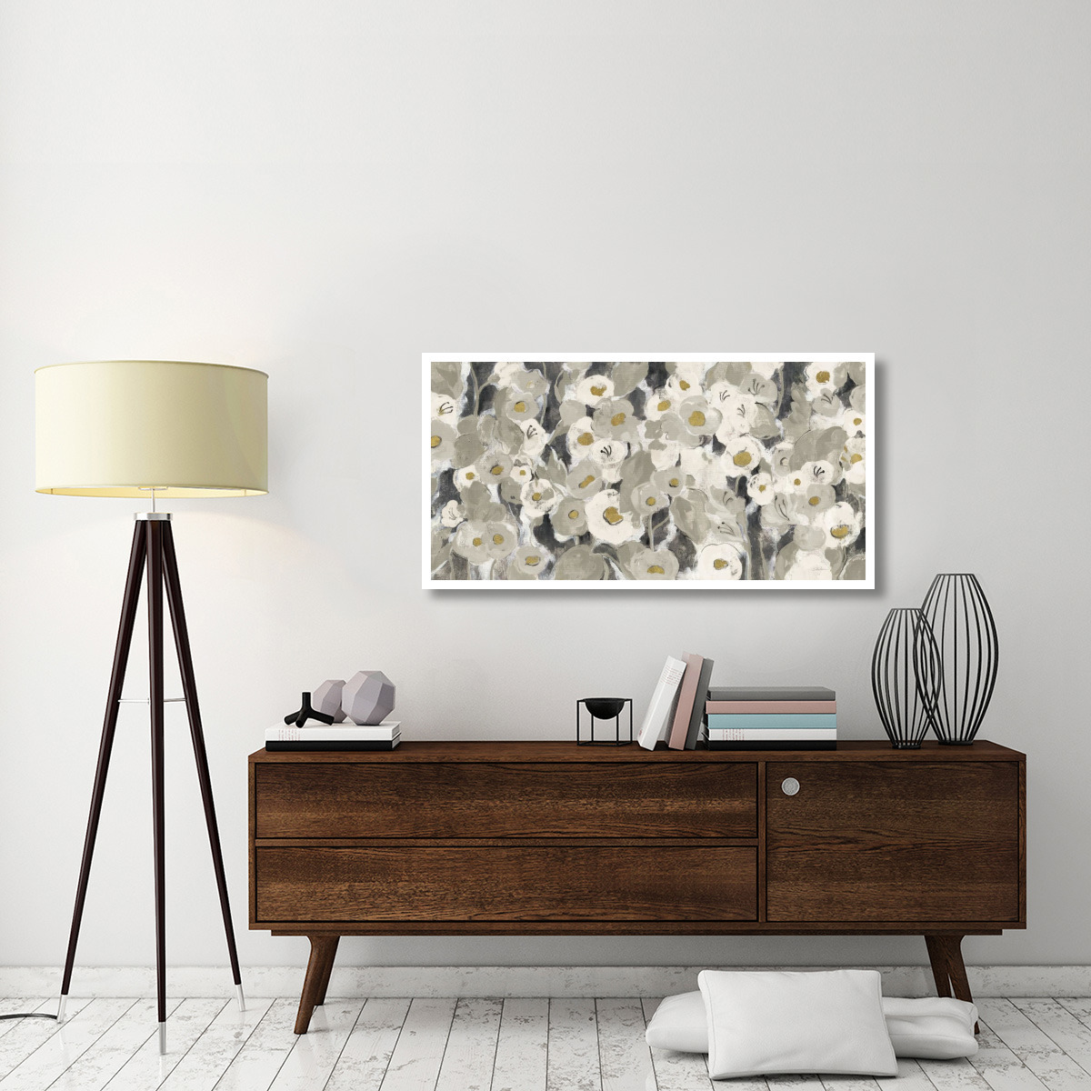 Velvety Florals Neutral -Paper Art-50&quotx26"