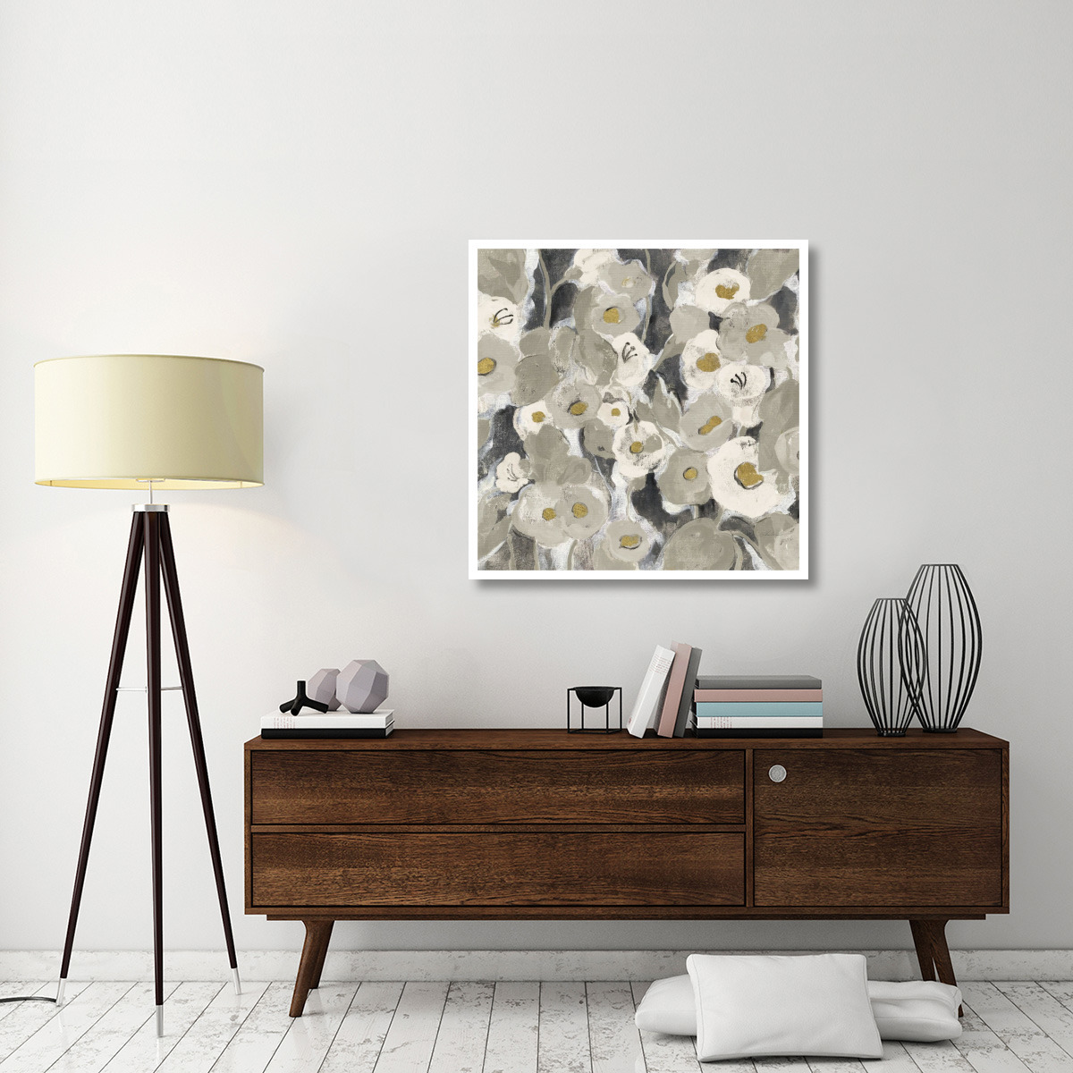 Velvety Florals Neutral II -Paper Art-38&quotx38"