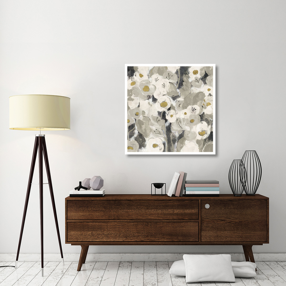 Velvety Florals Neutral III -Paper Art-38&quotx38"