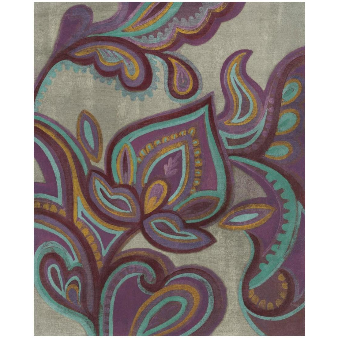 Bohemian Paisley II Aubergine -Paper Art-18&quotx22"