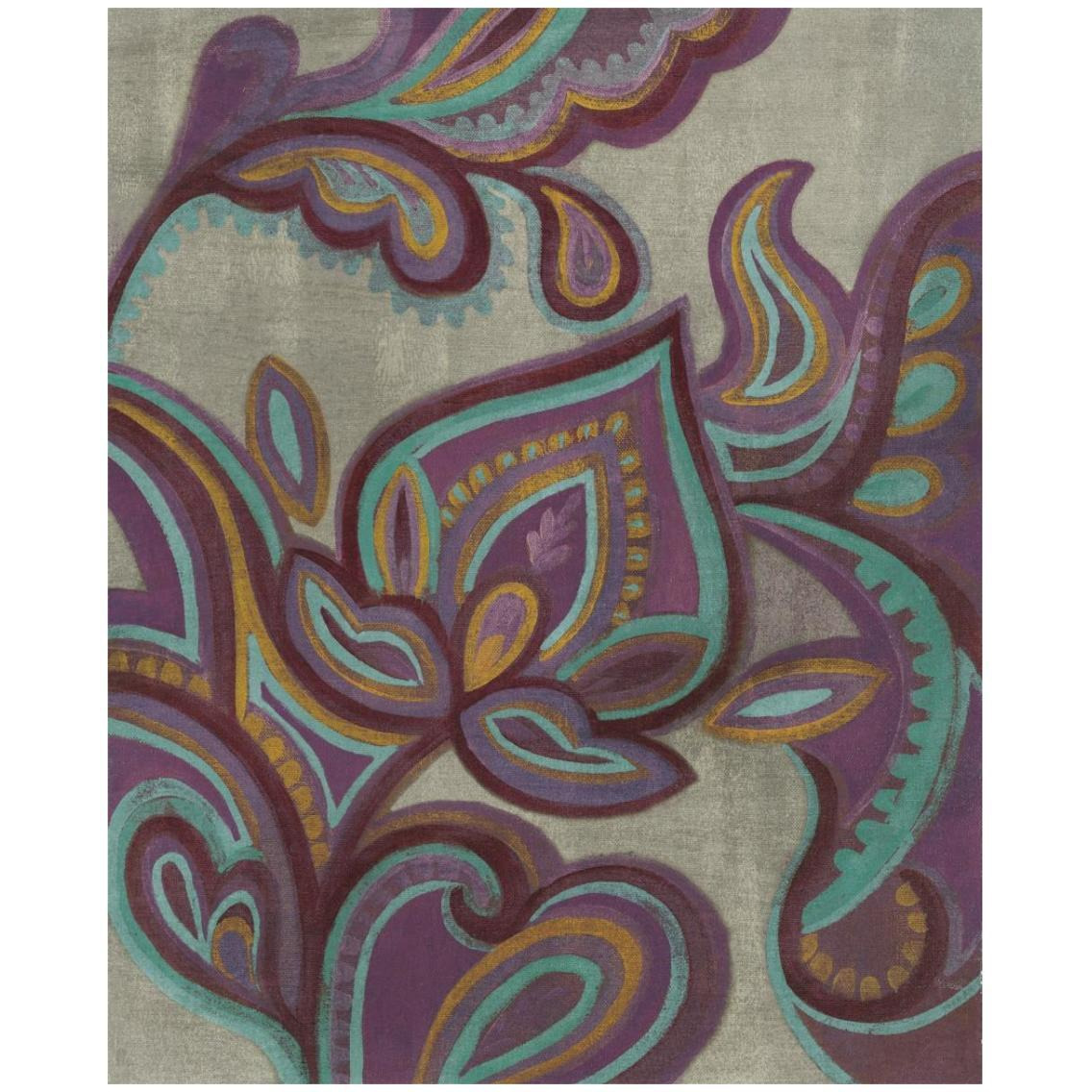 Bohemian Paisley II Aubergine -Paper Art-24&quotx30"