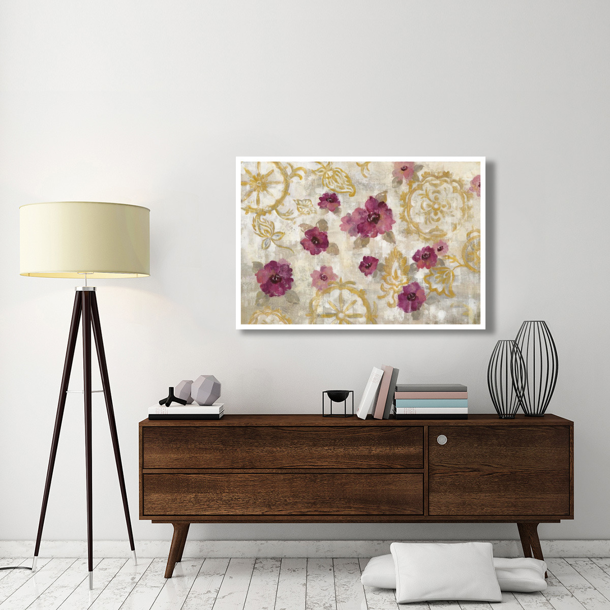 Elegant Fresco Gold Floral -Paper Art-50&quotx34"