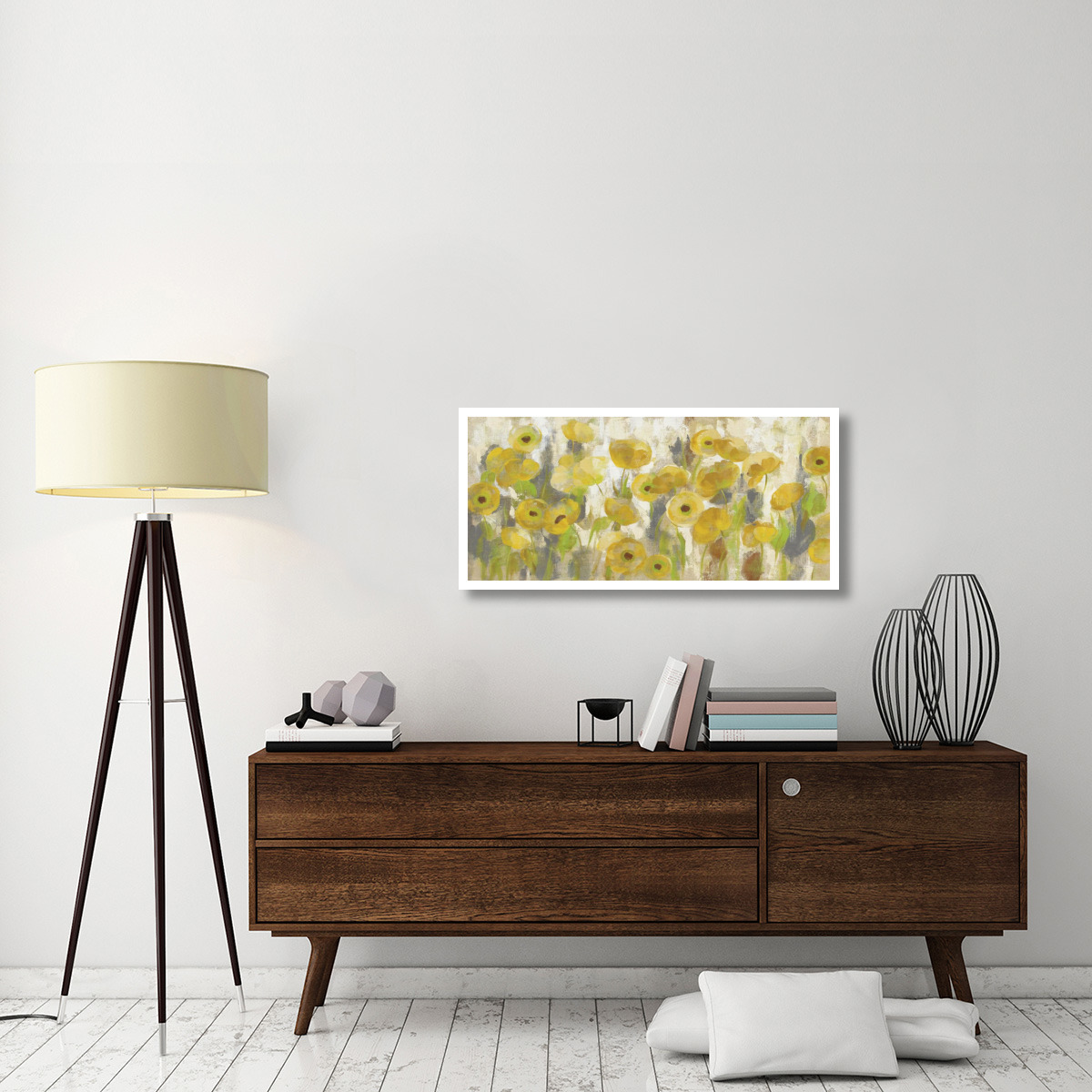 Floating Yellow Flowers I -Paper Art-42&quotx20"