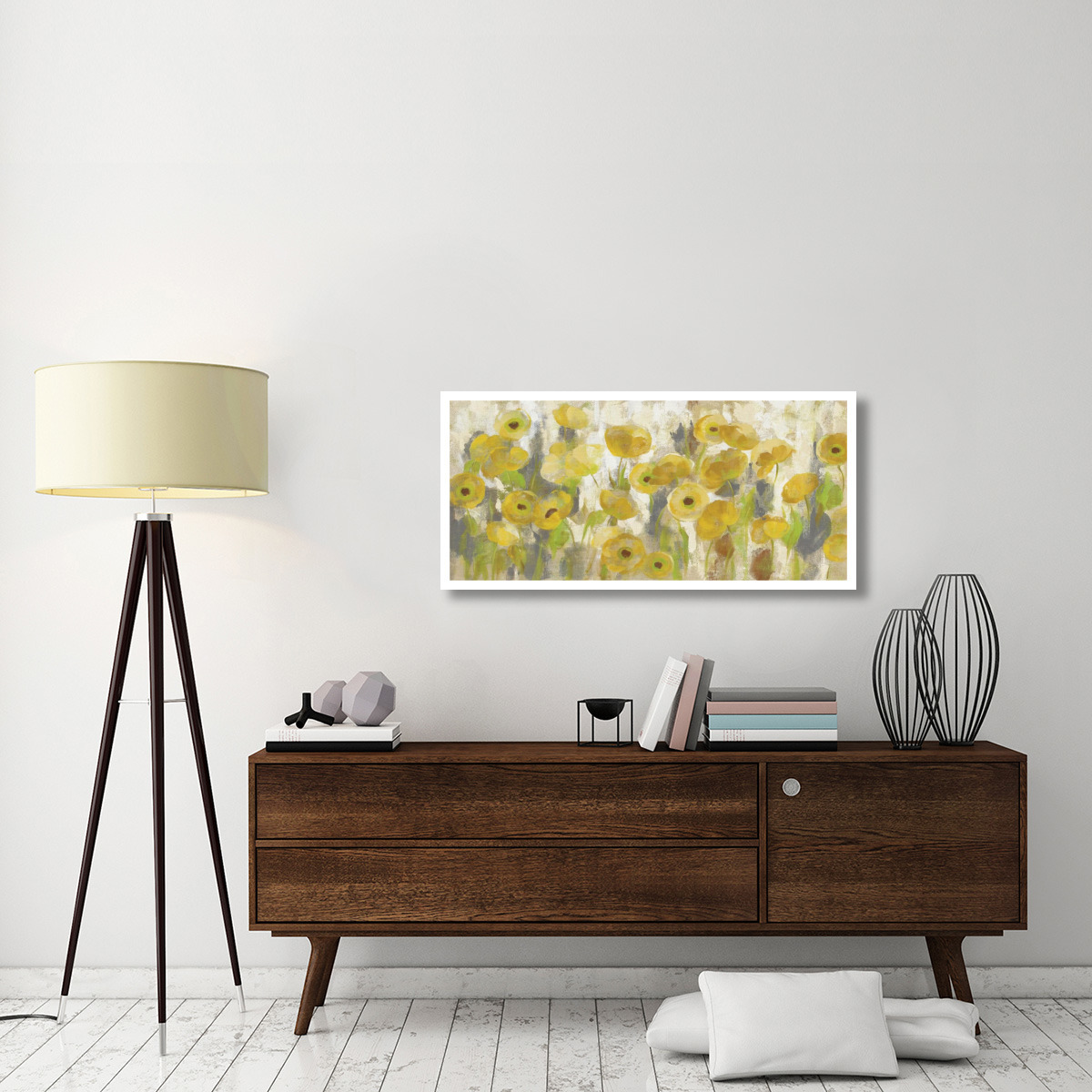 Floating Yellow Flowers I -Paper Art-46&quotx21.8"