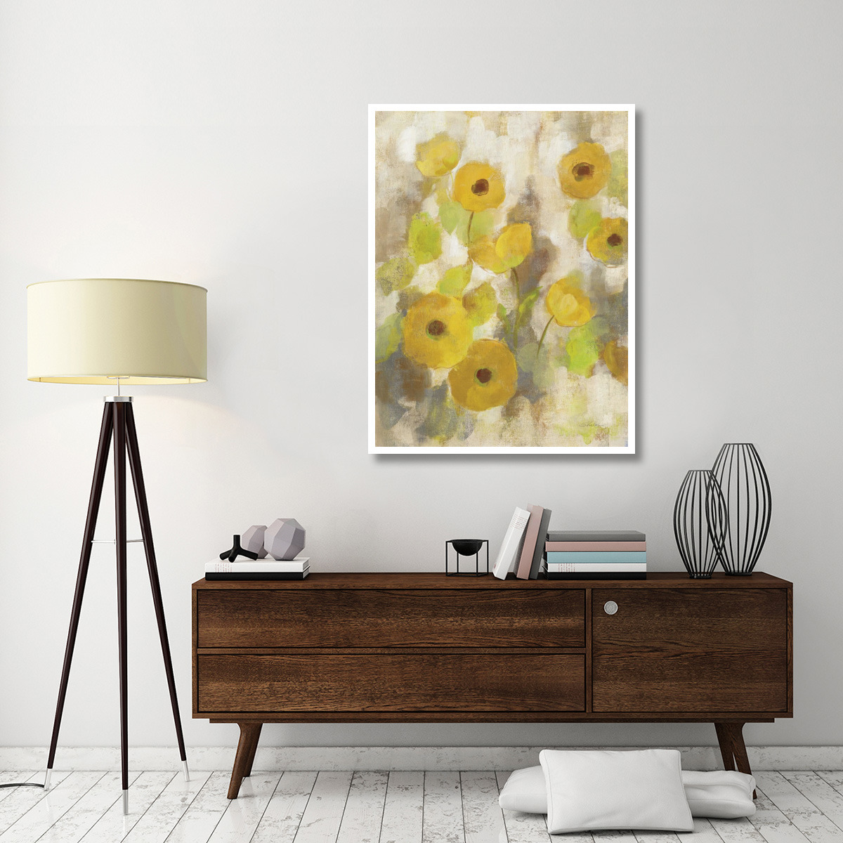 Floating Yellow Flowers III -Paper Art-38&quotx50"