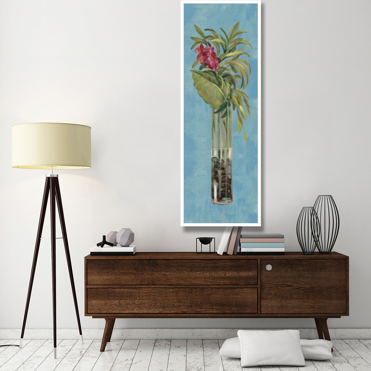 Tropical Lush I on Blue -Paper Art-26&quotx74"