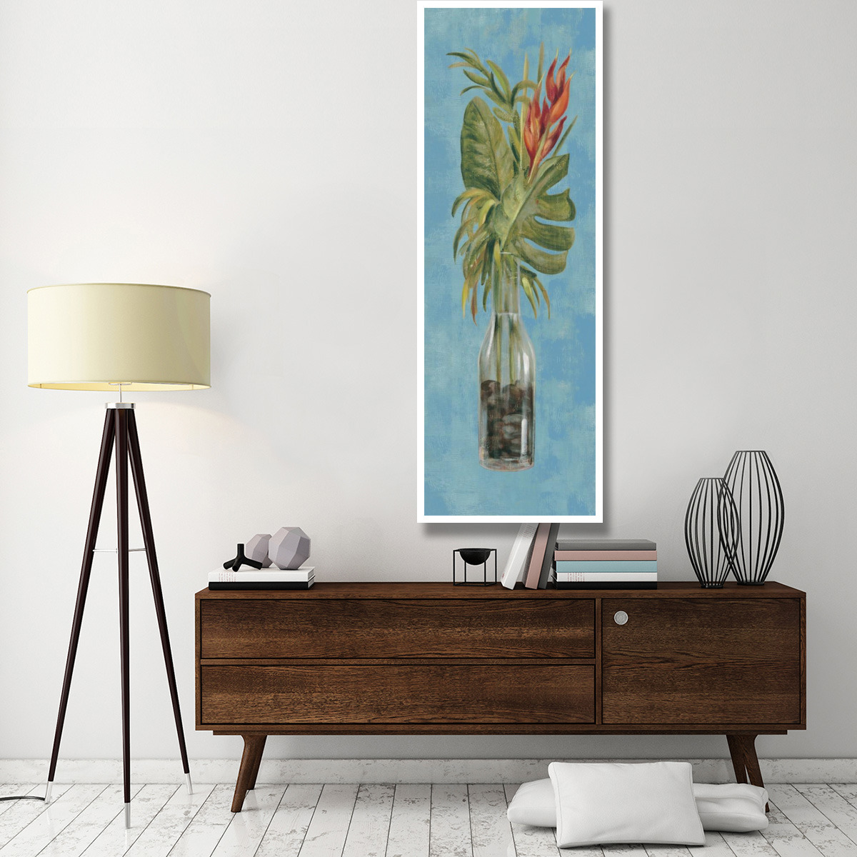 Tropical Lush II on Blue -Paper Art-26&quotx74"