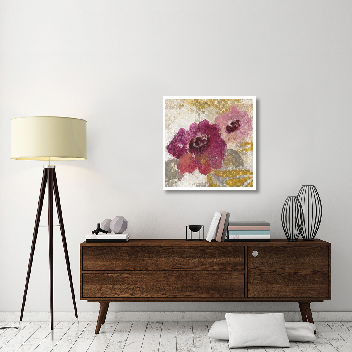 Elegant Fresco Floral Gold Flower II -Paper Art-32&quotx32"