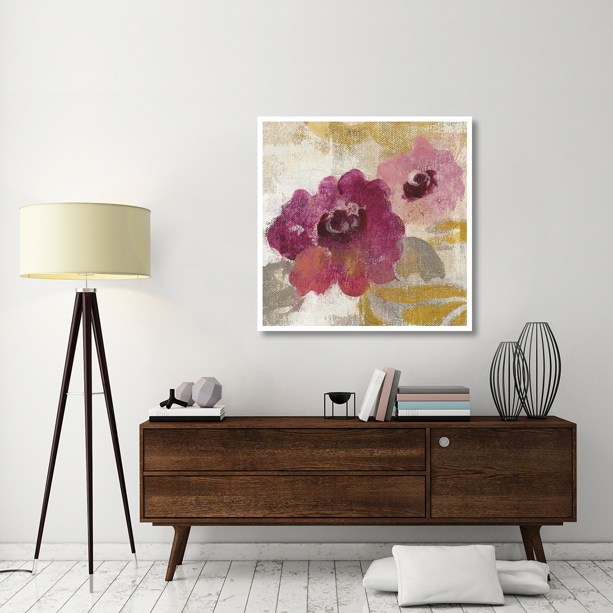 Elegant Fresco Floral Gold Flower II -Paper Art-42&quotx42"