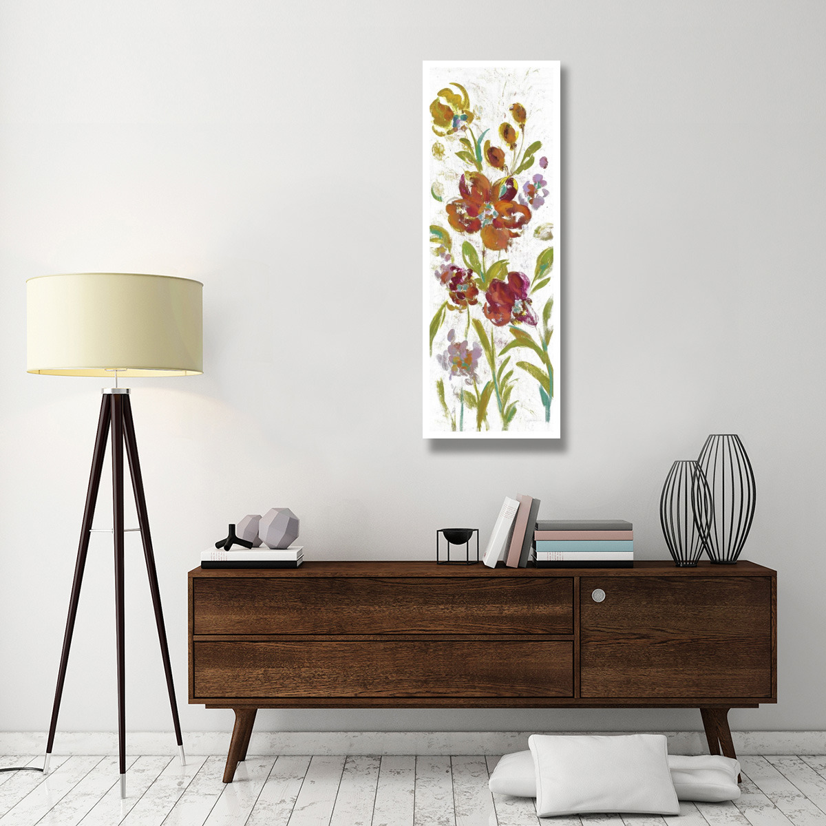 July Garden Trio I on White -Paper Art-20&quotx56"