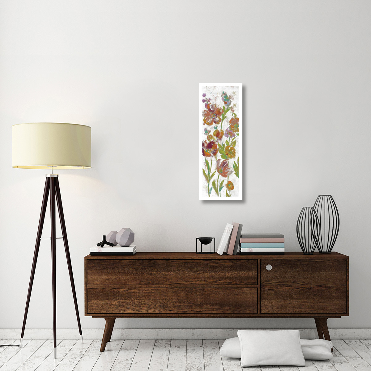 July Garden Trio II on White -Paper Art-14&quotx38"