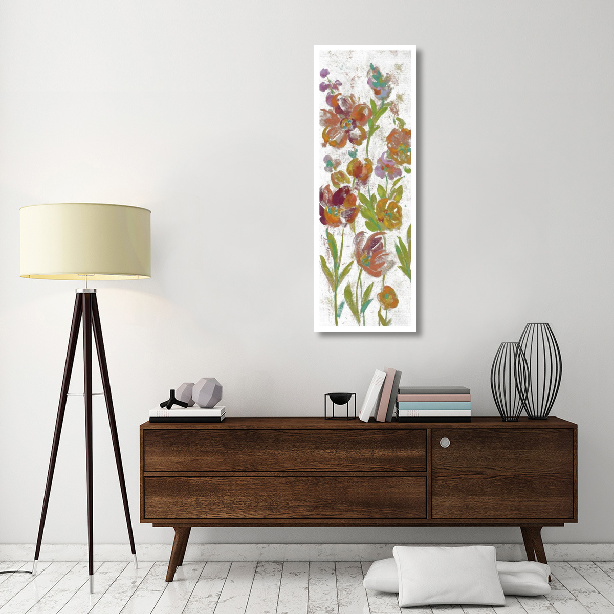 July Garden Trio II on White -Paper Art-20&quotx56"