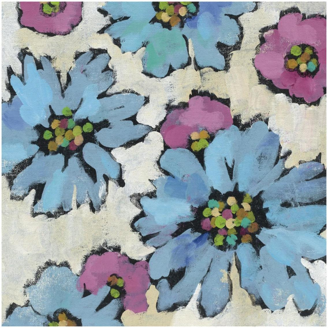 Graphic Pink and Blue Floral II -Paper Art-32&quotx32"