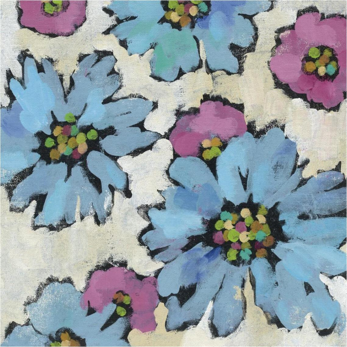 Graphic Pink and Blue Floral II -Paper Art-38&quotx38"