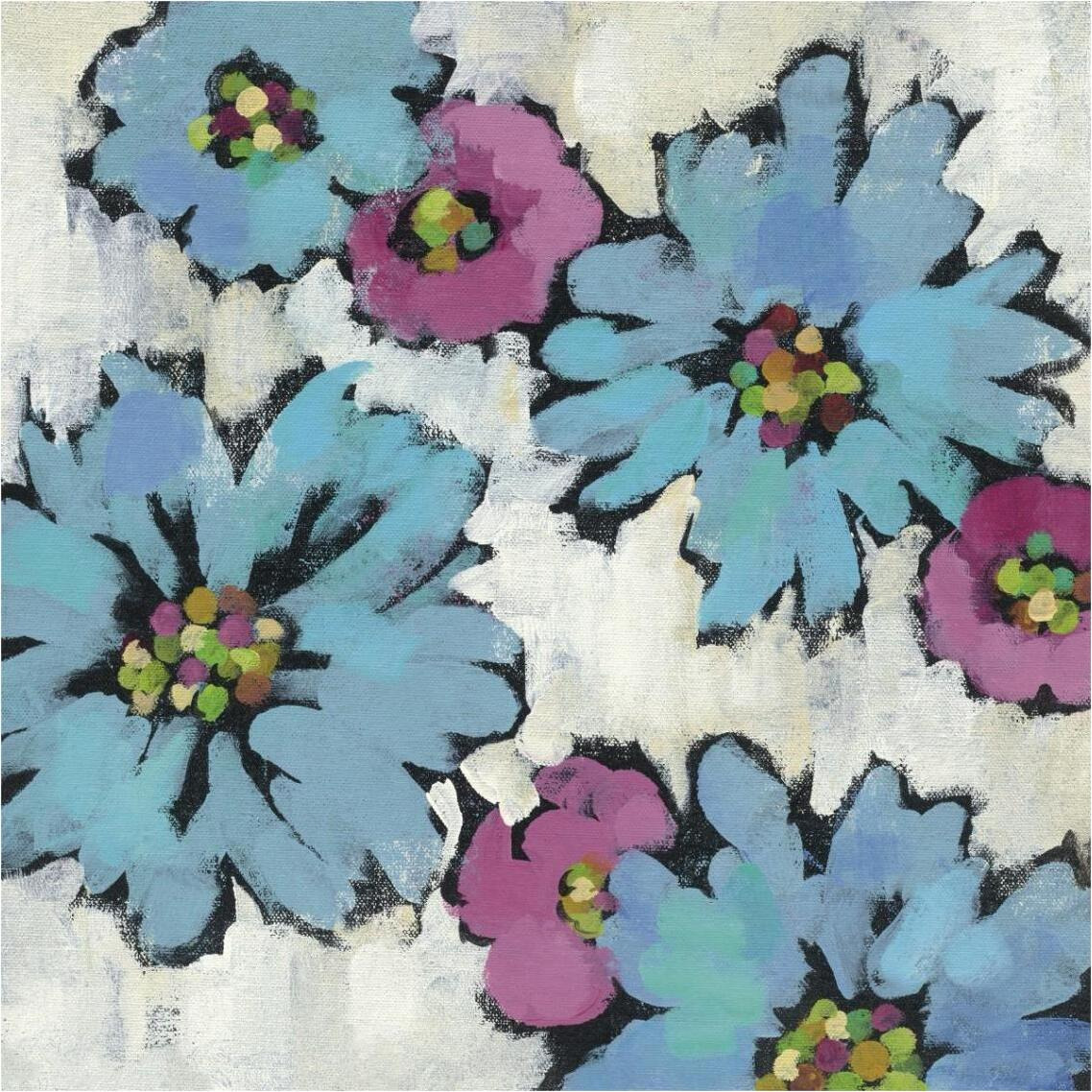 Graphic Pink and Blue Floral III -Paper Art-38&quotx38"