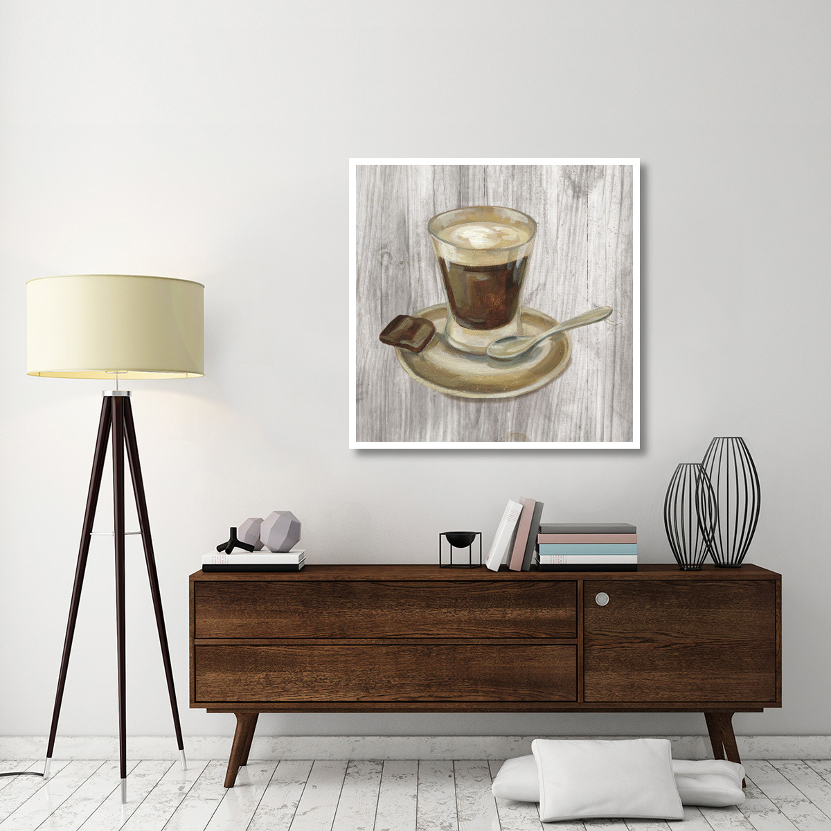 Coffee Time III on Wood -Paper Art-42&quotx42"