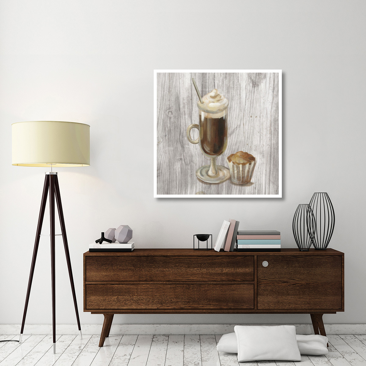 Coffee Time V on Wood -Paper Art-42&quotx42"